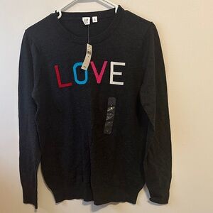 GAP Charcoal Sweater with Colorful LOVE Design